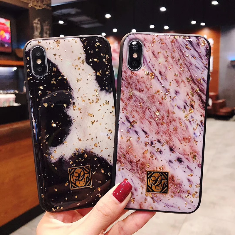 Роскошные блестящие чехлы для телефонов с золотой фольгой iPhone X 7 8 6 6S Plus чехол