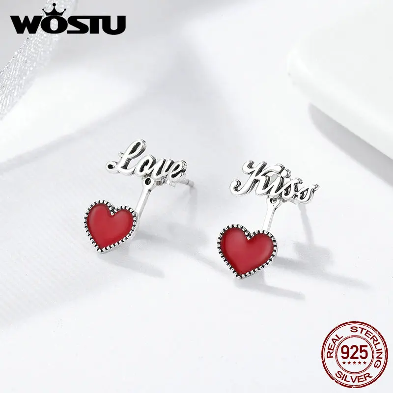 WOSTU/Лидер продаж серьги гвоздики из стерлингового серебра 925 пробы с сердечком Love