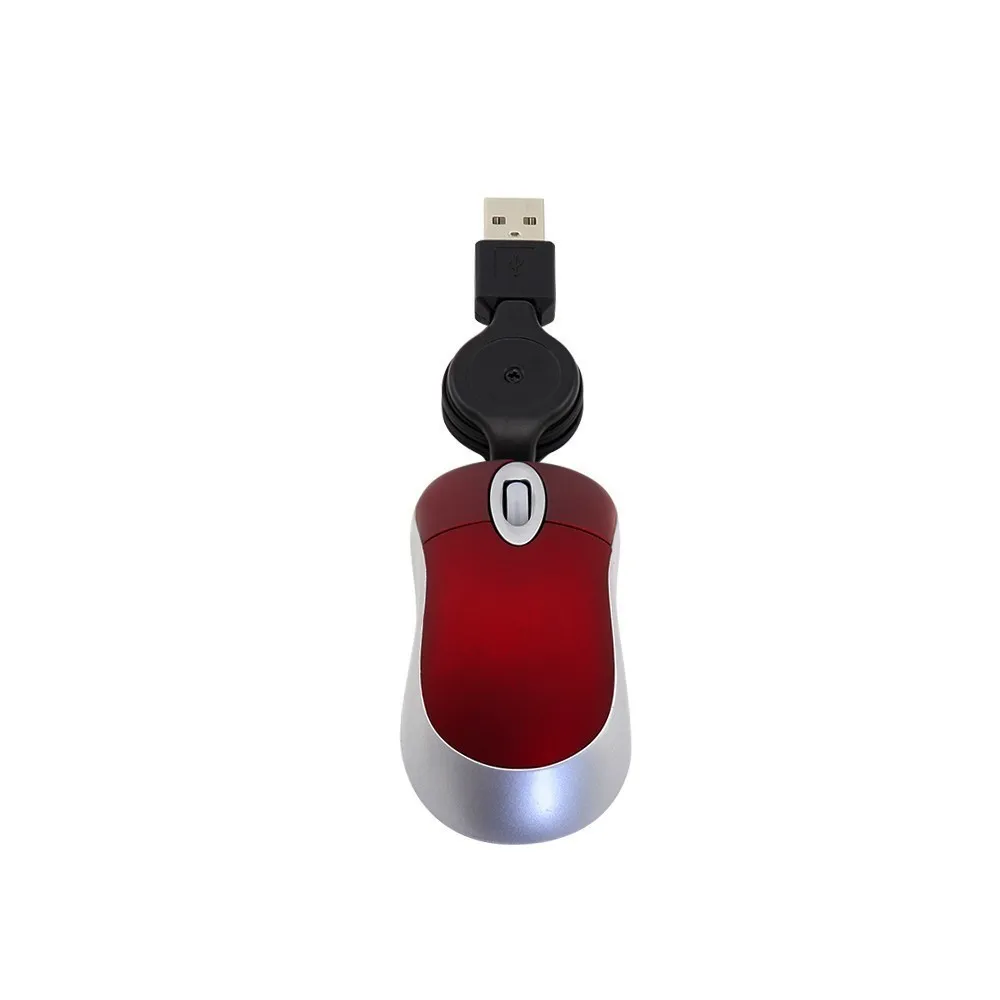 CHYI Мини Компьютерная Мышь Выдвижной Usb кабель оптическая эргономичная Mause 1600 dpi портативная маленькая 3d Проводная PC Gamer мышь для ноутбука - Цвет: Красный
