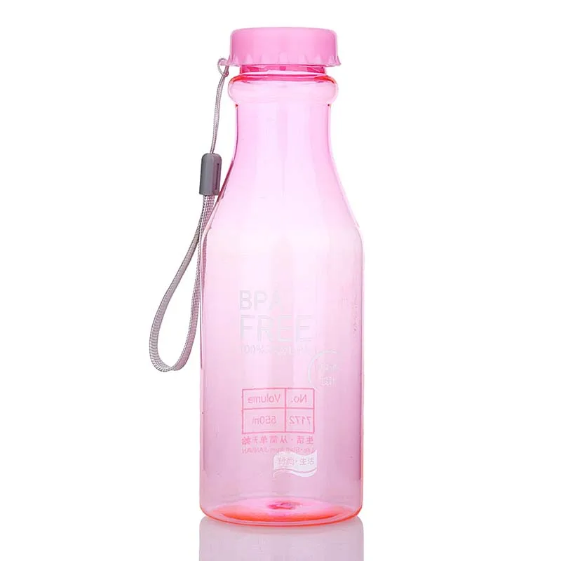 Transparent pink JOUDOO 500 мл портативная Герметичная Бутылка Для Воды на открытом воздухе Велосипедный спорт Питьевая небьющаяся пластиковая бутылка для воды 10 - Цвет: Transparent pink