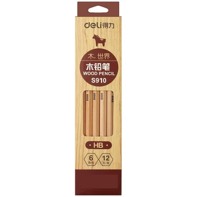 S910 HB Deli 12 шт./лот, деревянные грифельные карандаши HB 2B, карандаши, Канцтовары для офиса и школы, деревянный карандаш для студентов, рисование, письма - Цвет: S910 HB