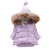 Purple Зимняя одежда для маленьких девочек модный однотонный теплый зимний комбинезон на молнии с капюшоном для новорожденных, зимнее пальто для маленьких девочек зимняя одежда для детей - Цвет: Purple