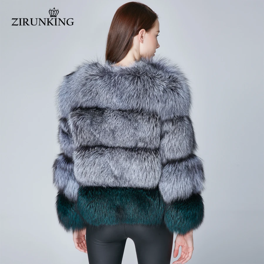 ZIRUNKING, женские зимние меховые шубы из настоящей лисы, женская теплая куртка из натурального Лисьего меха, женская толстая верхняя одежда из лисьего меха ZC1861
