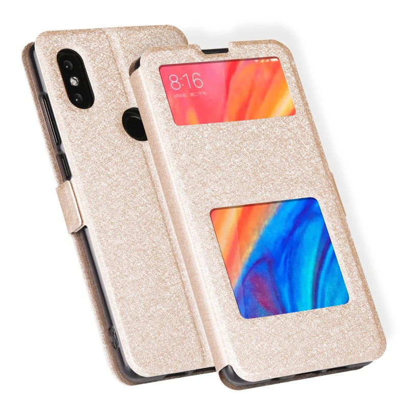 Для Xiaomi Mi Mix 2 S Роскошный чехол с подставкой Вид из окна шелк искусственной кожи