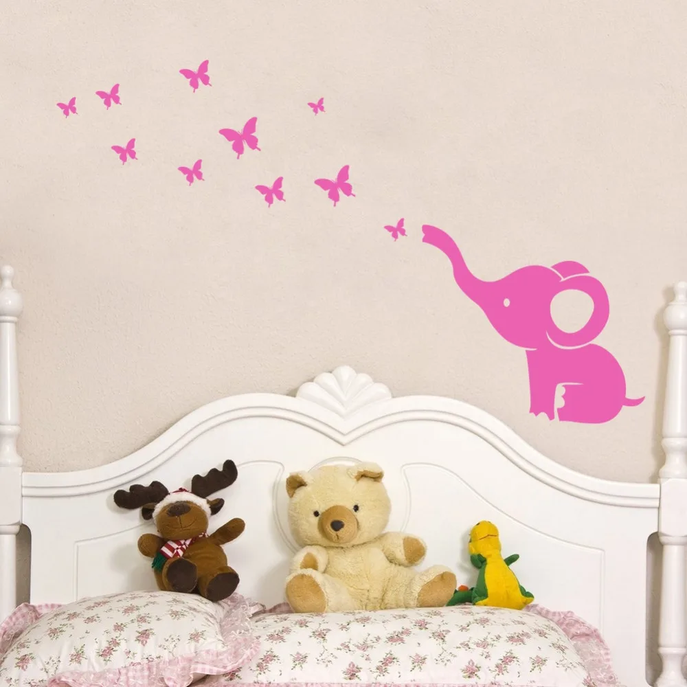 Мультяшный милый слон бабочки звезды Фреска для мальчиков и девочек детская