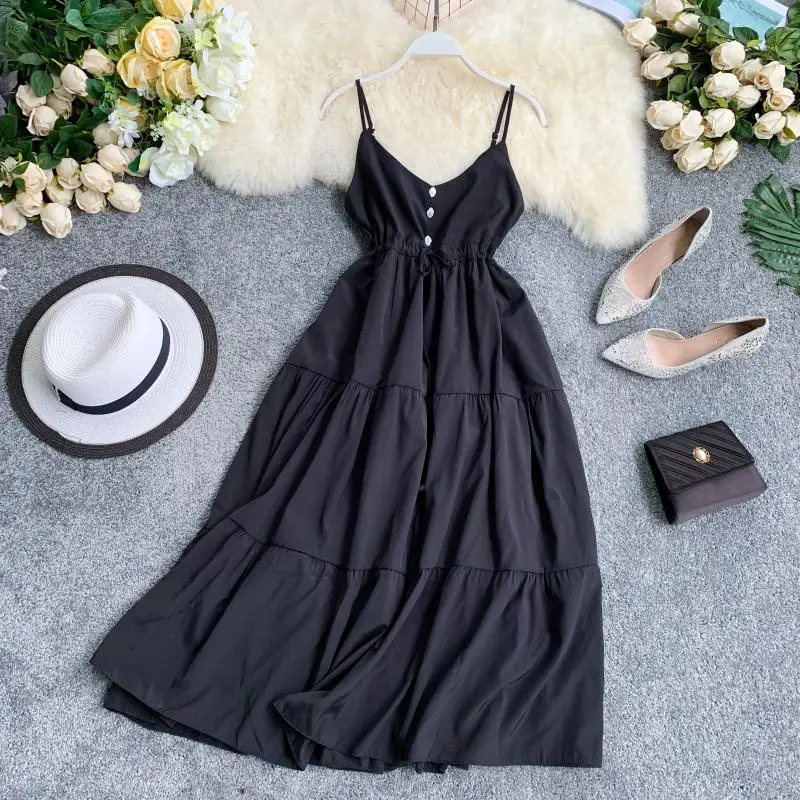 Женское платье с V-образным вырезом однотонное без рукавов открытой спиной и