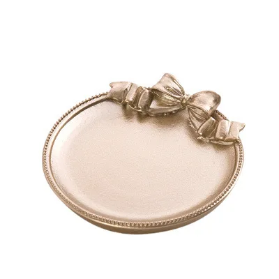 Round silver Скандинавские INS Смола бабочка ювелирное блюдо Золотые круглые тарелки серебряные квадратные чаши серьги кольцо ожерелье хранение украшения ремесла - Цвет: Round silver