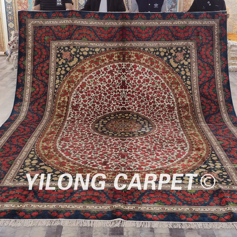 Yilong 9'x12' античный персидский коврик ручной работы vantage большой цветочный