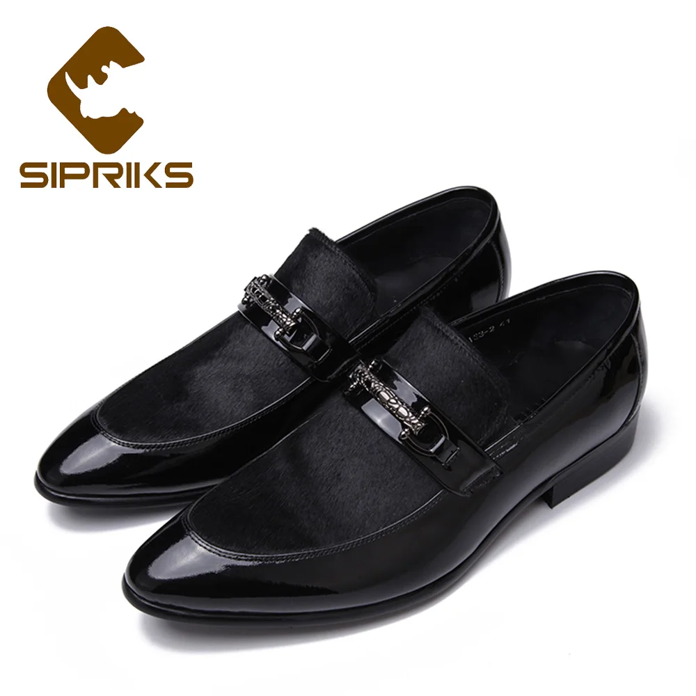 

Sipriks Real Horse Hair Slip-On Dress Shoes Mens Patent Leather Burgundy Gents Suit Formal Tuxedo Social Shoes Elegant Shiny 44