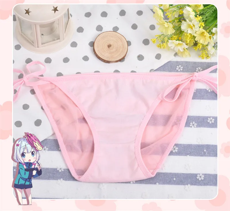 ZOCBBT,, косплей, Izumi Sagiri, трусики, нейлон, розовый, однотонный, полупрозрачный, бандаж, галстук, трусики, аниме, сексуальные трусы для девочек и женщин