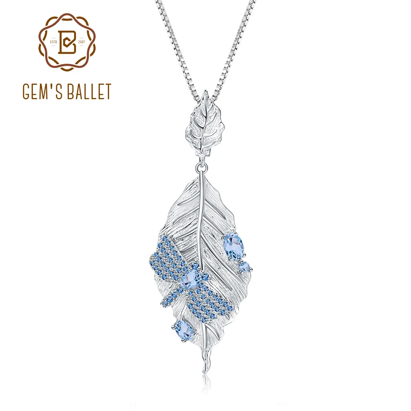 GEM'S BALLET Серебро 925 пробы 0.78Ct Натуральный швейцарский голубой топаз с длинными