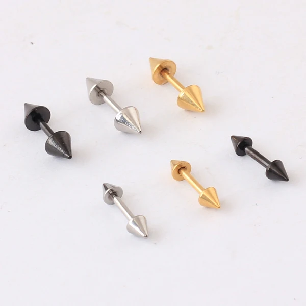 1 пара модные панк рок заклепки Спайк из нержавеющей стали мужские женские серьги