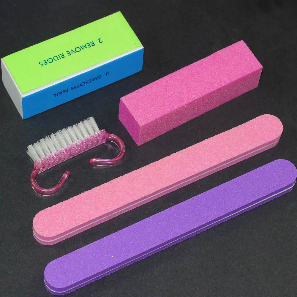 5 шт./компл. ногтей Книги по искусству файлы пыли щетка для очистки буфера губка