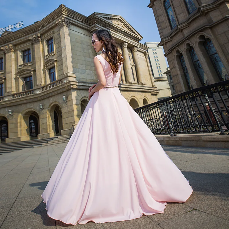 Женское платье в пол весна лето 2019 однотонные цветные ленты а силуэт бохо макси