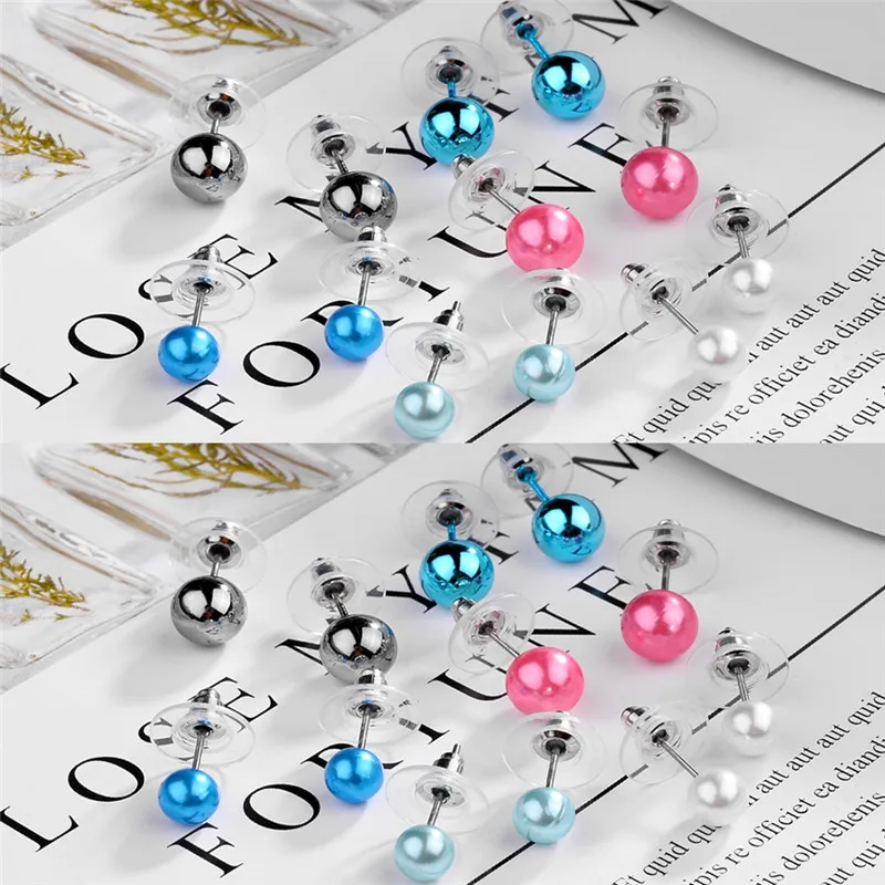 PINKSEE 30 пар/компл. серьги гвоздики классические круглые металлические с имитацией