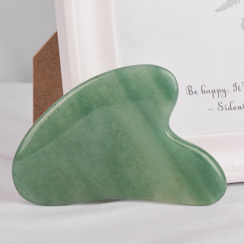 Скребок Gua Sha с коробкой для акупунктуры лица, массажный инструмент, натуральный зеленый авантюрин, скребок для спины и ног, спа-терапия, Нефритовая доска