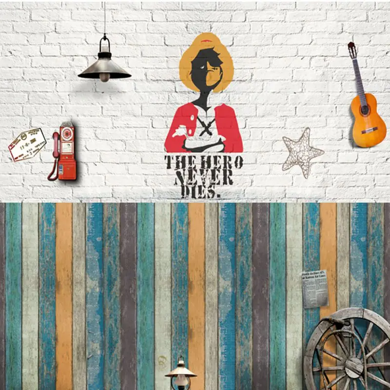 

Environment-friendly PVC self-adhesive backing wallpaper antique wooden stripes wall paper 45*100cm