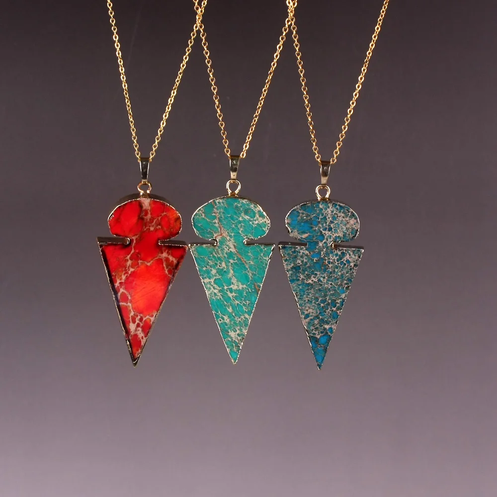 Новинка 2017 Летний стиль треугольная форма кварц золотой цвет ободок Druzy Emperor Stone