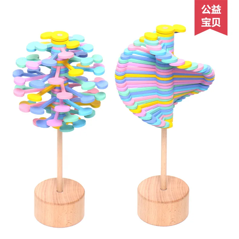 Colorful Wood Спин Pollipop дерево спиннинг Pollipop дерево снятие стресса игрушка кинетическая скульптура красочная кинетическая игрушка поворотный рельеф бар - Цвет: Colorful Wood