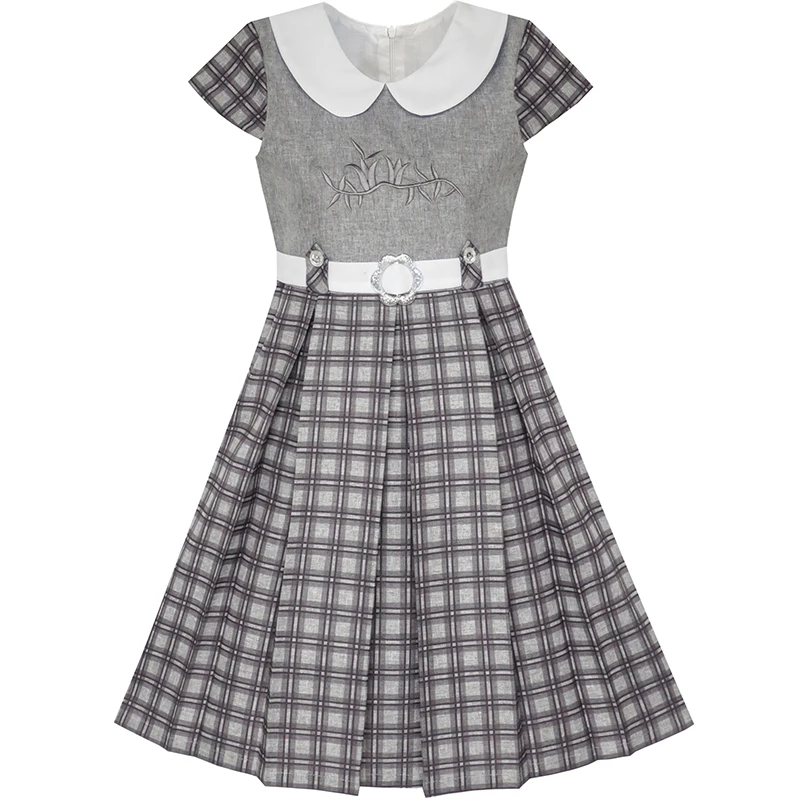 Sunny Fashion платья для девочек Розовый опоясанный Школьная форма Плиссированный