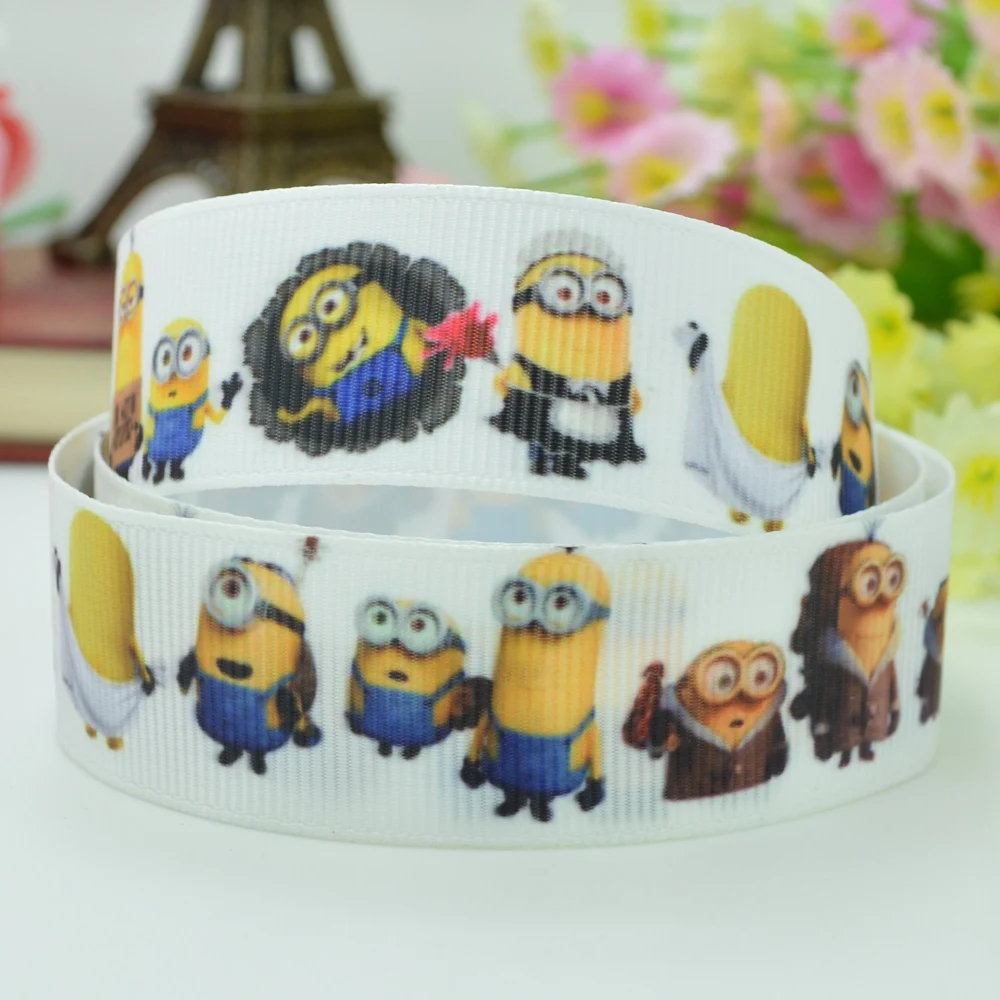 DUWES 7/8 &quot22 мм 2 5 10 20 50 ярдов Миньоны мультфильм напечатанный grosgrain лента бант для