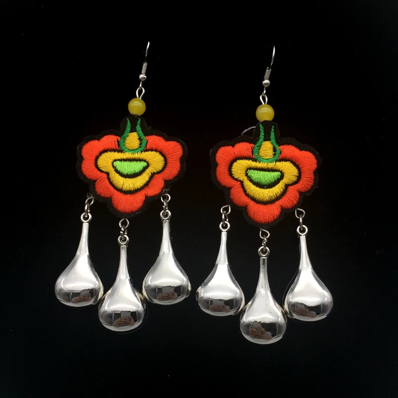 Для женщин серьги с вышивкой разноцветный кулон этнические Бохо pendientes mujer мода