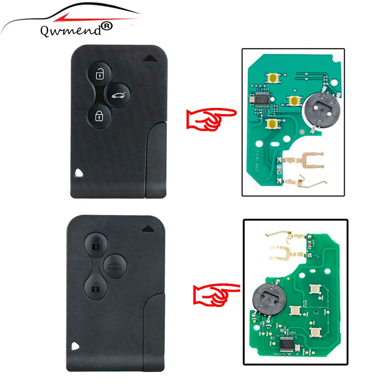 QWMEND 3 кнопки Smart Remote Key 434 МГц ID46 PCF7947 чип для Renault Clio Logan Megane 2 Scenic PCB Автомобильный
