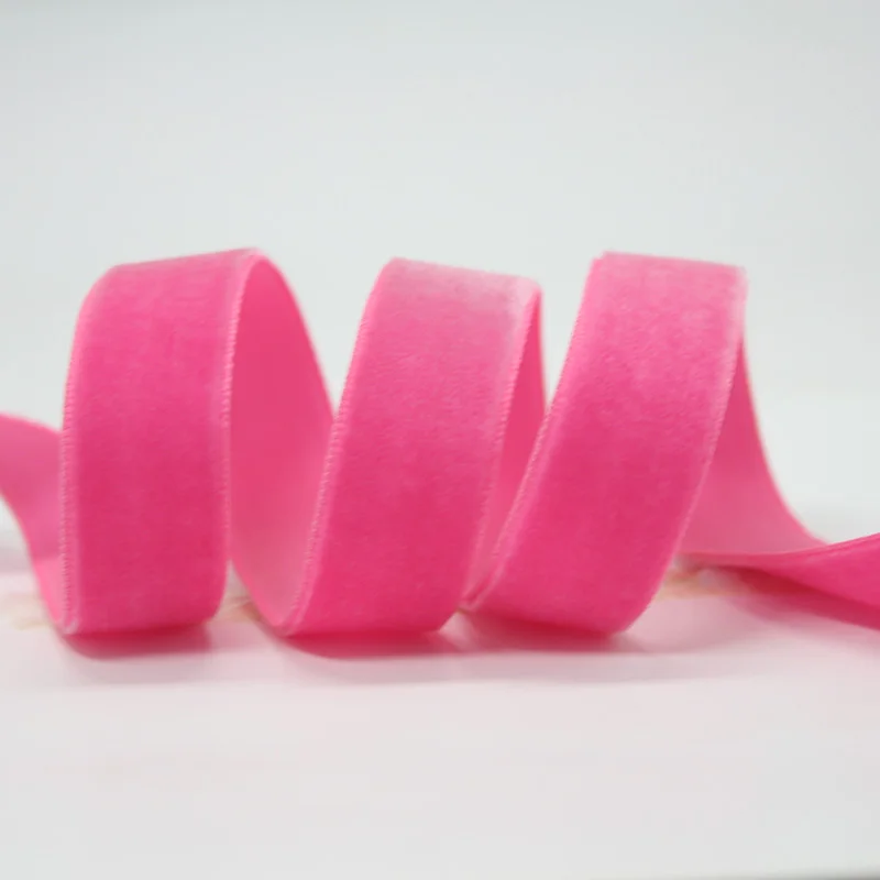 hot pink 156 Яма 13 16 19 22 25 мм однотонная бархатная лента для поделок подарки аксессуары для одежды 25 ярдов/партия(магазины имеют 10 видов размеров - Цвет: hot pink 156