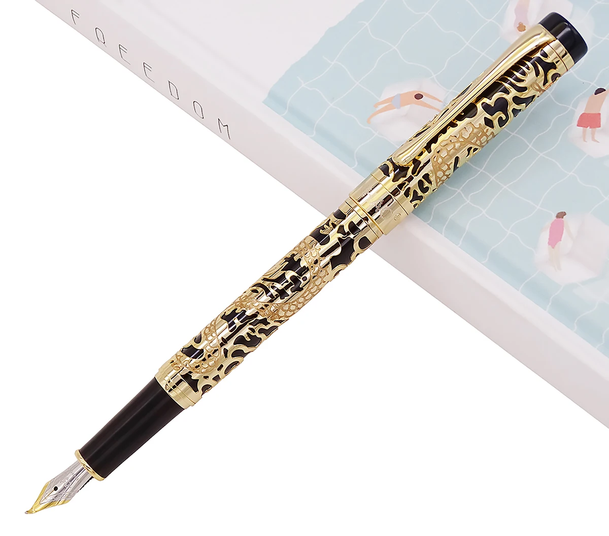 Jinhao 5000 винтажная Роскошная металлическая ручка-перьевая ручка с резьбой по
