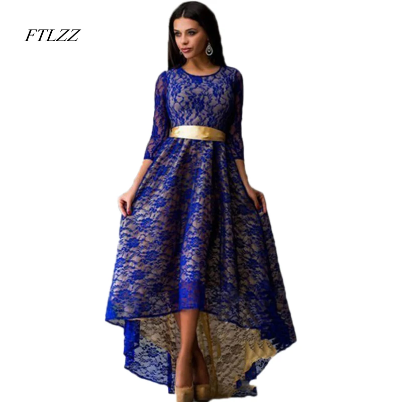 FTLZZ Новое весеннее женское элегантное длинное платье с круглым вырезом