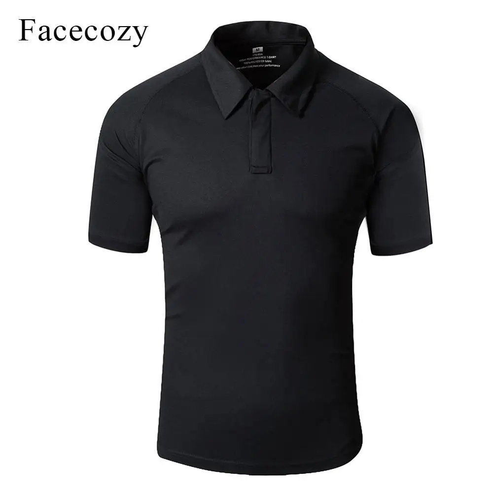 Black Facecozy мужские Летние виды спорта на открытом воздухе рубашки удобные полиэстер дышащие военные тактические футболки с коротким рукавом походные футболки - Цвет: Black