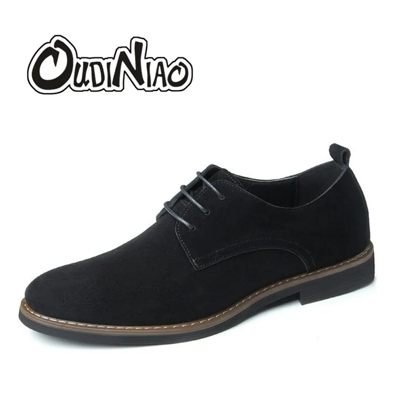 OUDINIAO Classic Suede Black Dress Casual Shoes Men British Lace Up Designer Soft Mens Large Sizes Hot Sale | Обувь