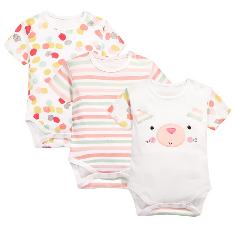 

y444 Color wave point series summer newborn cotton short-sleeved triangle jeans climbing baby bag hip Bodysuits three pieces