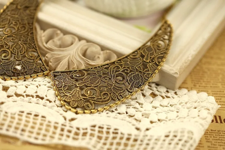 Женское винтажное ожерелье JZTOP ажурное металлическое в стиле ретро ювелирное