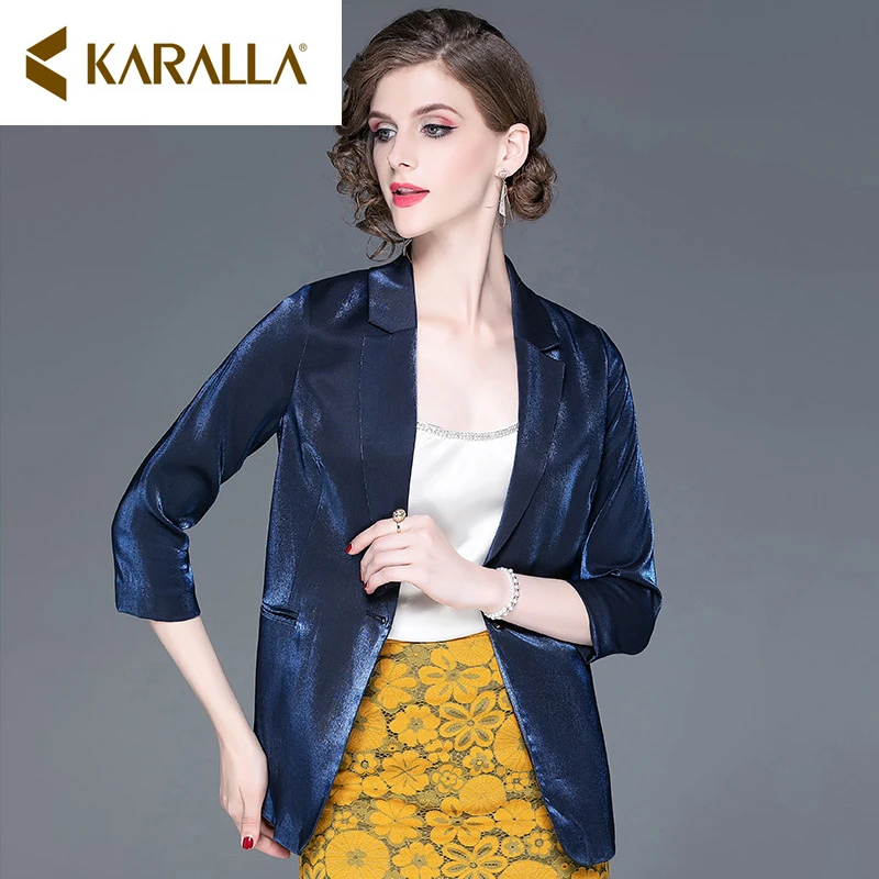 Весенне-осенние блестящие блейзеры Сатиновые мини-женские костюмы платья