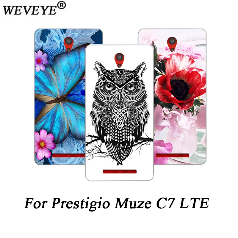 Мягкий чехол из ТПУ для телефона Prestigio Muze C7 lte с рисунком цветов животных