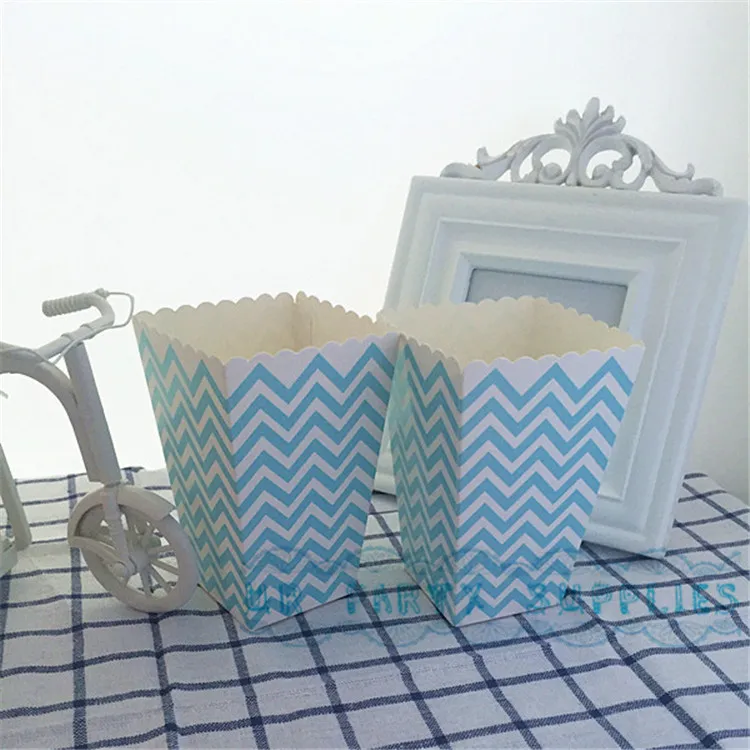 Бесплатная доставка 300 шт. светло-голубая коробка для попкорна детского душа