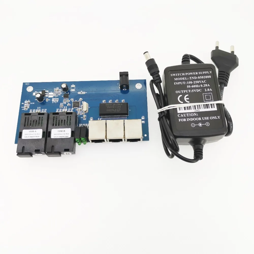 6 шт. 2F3E 10/100 м Ethernet коммутатор 2 оптоволоконный порт SC 25 км UTP RJ45 Быстрый Erhetnet