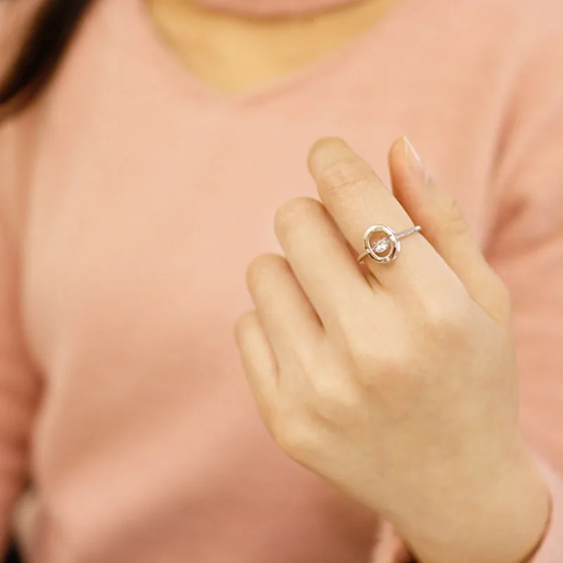 S925 Стерлинговое Серебро модное овальное циркониевое регулируемое кольцо на