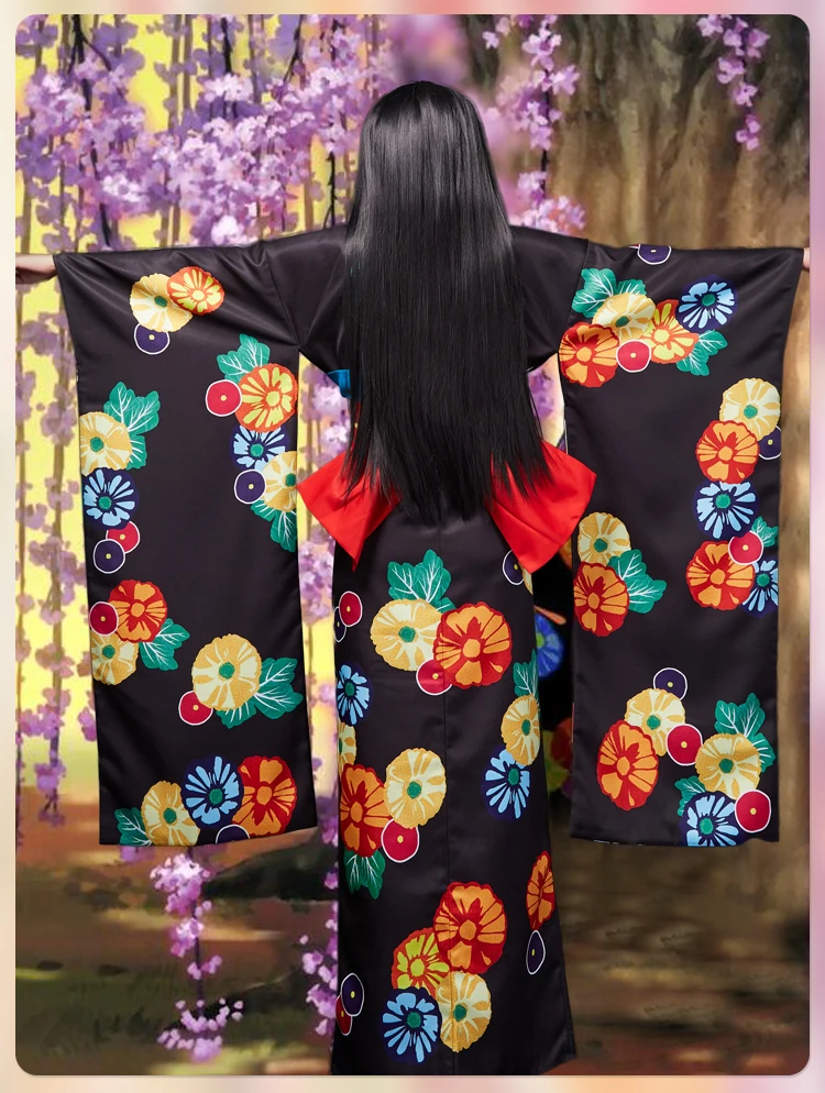 Anime! Jigoku Shoujo Enma Ai Bathrobe Kimono Lovely Gothic Uniform Cosplay Costume Halloween Carnival Outfit Free Shipping |