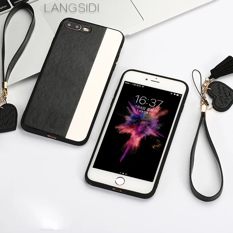 LANGSIDI For iPhone 7 phone case handmade custom leather stitching style fitted-case to send glass film |
