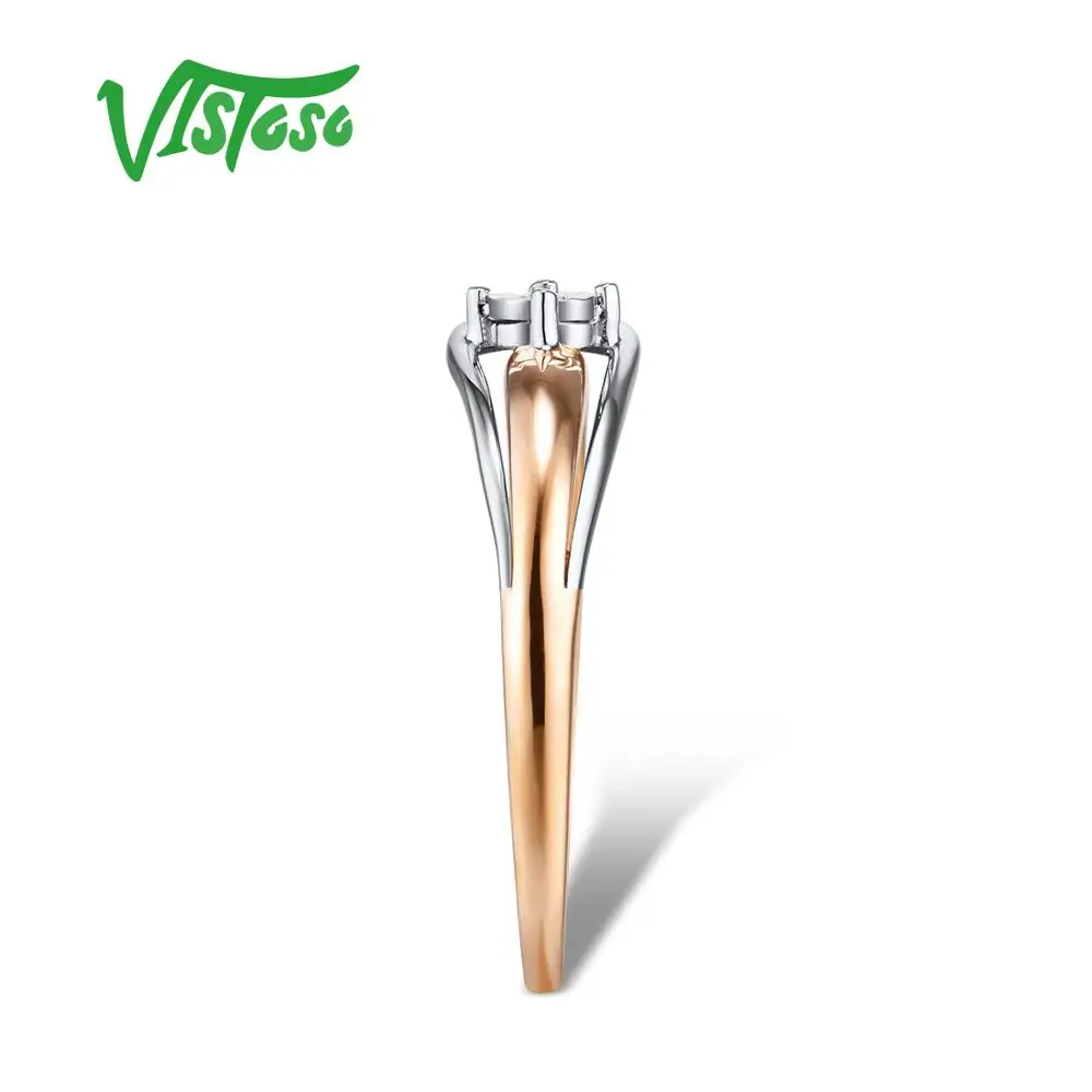 Женское двухцветное кольцо с бриллиантами VISTOSO Pure 14K 585 набор из золота сияющей