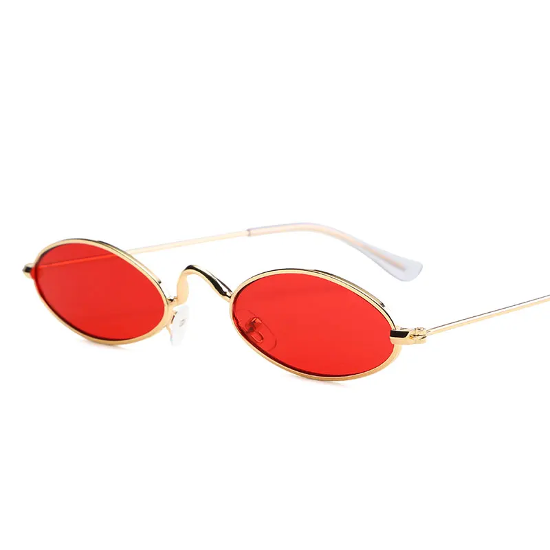 GOLD-RED Маленькие круглые очки, винтажные Ретро стимпанк Солнцезащитные очки, трендовые очки для женщин, унисекс, сплав, солнцезащитные очки, фирменный дизайн, UV400 - Цвет линз: GOLD-RED