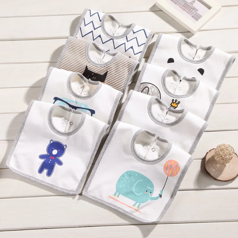 Мультяшные детские нагрудники водонепроницаемые квадратные хлопковые тканевые