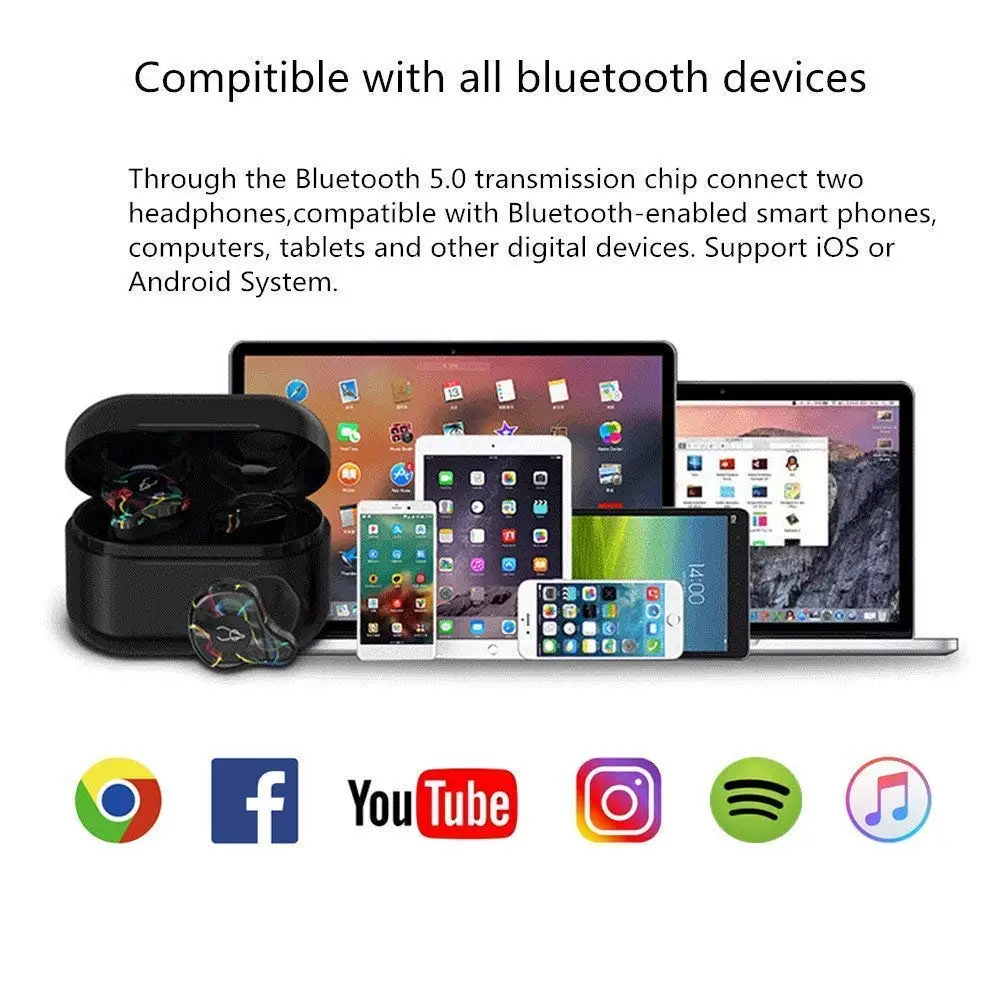 Новейшие Bluetooth 5 0 беспроводные наушники музыка 7 часов True TWS bluetooth-гарнитура с HD