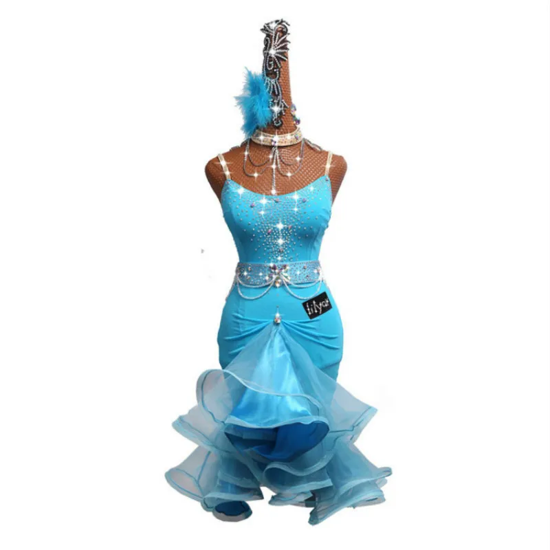 

Женское блестящее платье для латиноамериканских танцев, откровенное платье с бахромой для соревнований по самбе и сальсе, танцевальная оде...