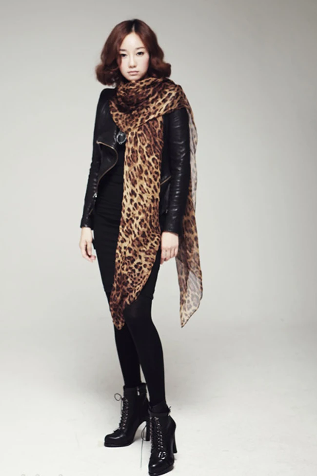 Длинный шарф с леопардовым принтом женские шали обертывания шифоновые шарфы |