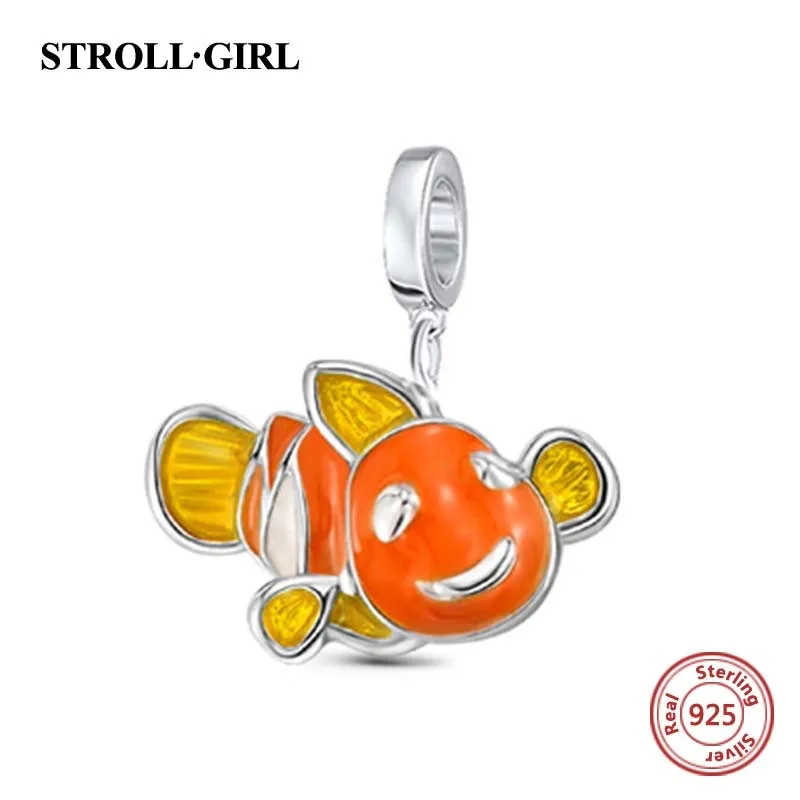 04716 StrollGirl diy craft beads cute animal fish collection 925 silver pandora charm fit original bracelet fashion jewelry making - Цвет: 04716