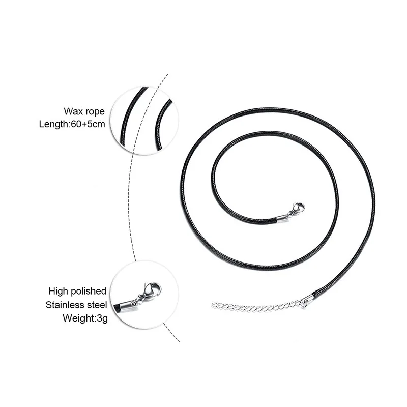 5 шт./лот черный кожаный вощеный шнур цепочка для ожерелья сделай сам шнурок