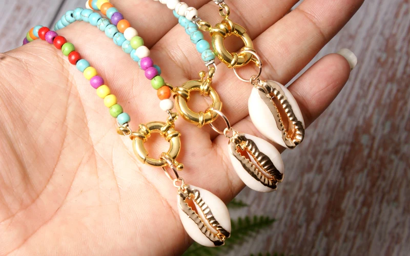 MOON GIRL Cowrie Shell чокер ожерелье из ярких бусин для женщин Модный богемный Boho Chic Bib Collier Femme Dropshiping
